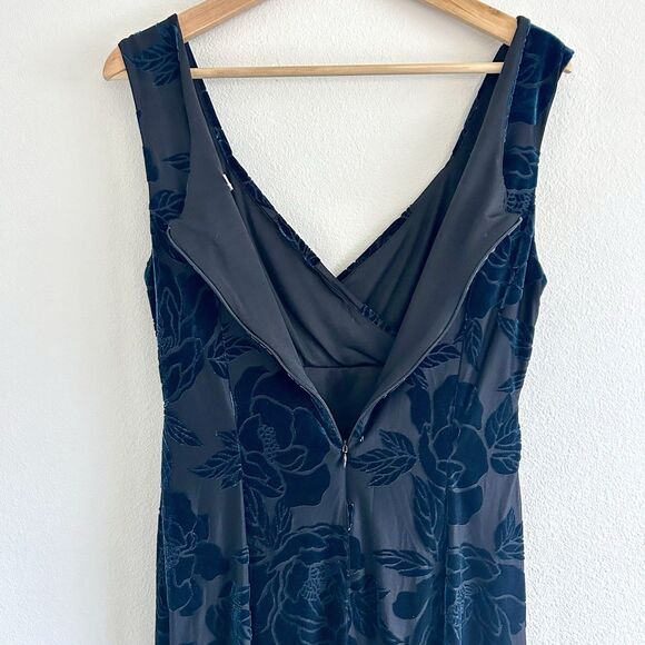 EUC Eva Rose Velvet Burnout Babydoll Dress Size M Dark Teal - Picture 5 of 16